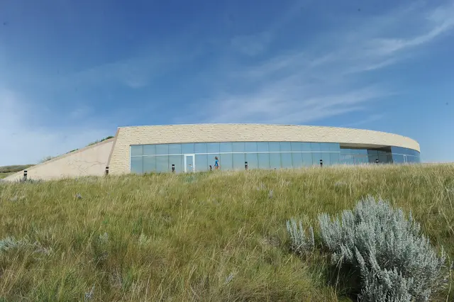 T.rex Discovery Centre on the prairie hillside